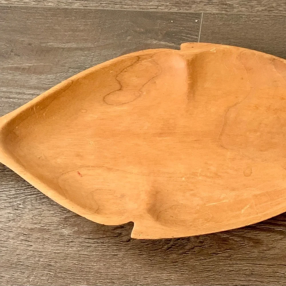 Fish Shaped Hand Carved Wood Chip & Dip Serving Platter Made in Haiti 21”x10”